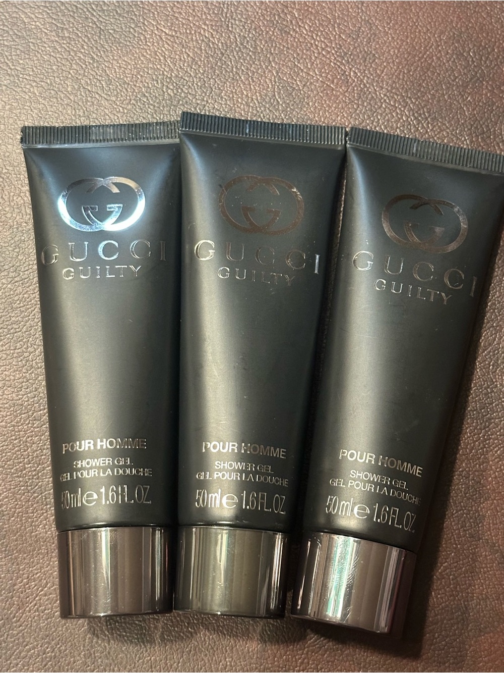 Gucci Black Guilty Pour Homme Shower Gel Trio 1.6oz each individually sealed